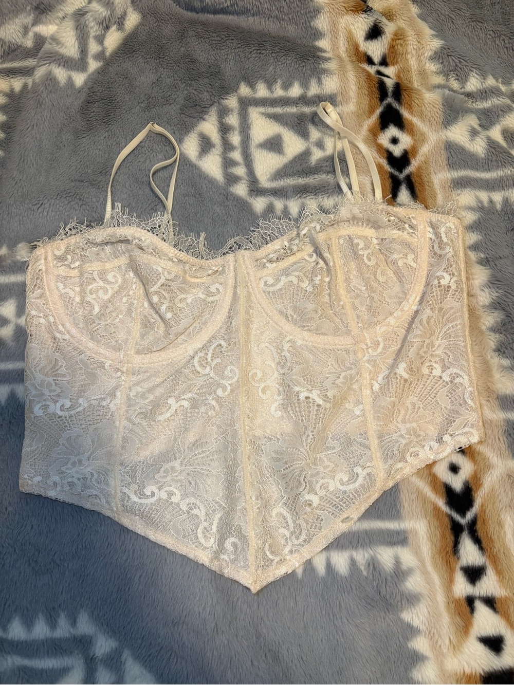 Free People Cream Lace Bustier Crop Top